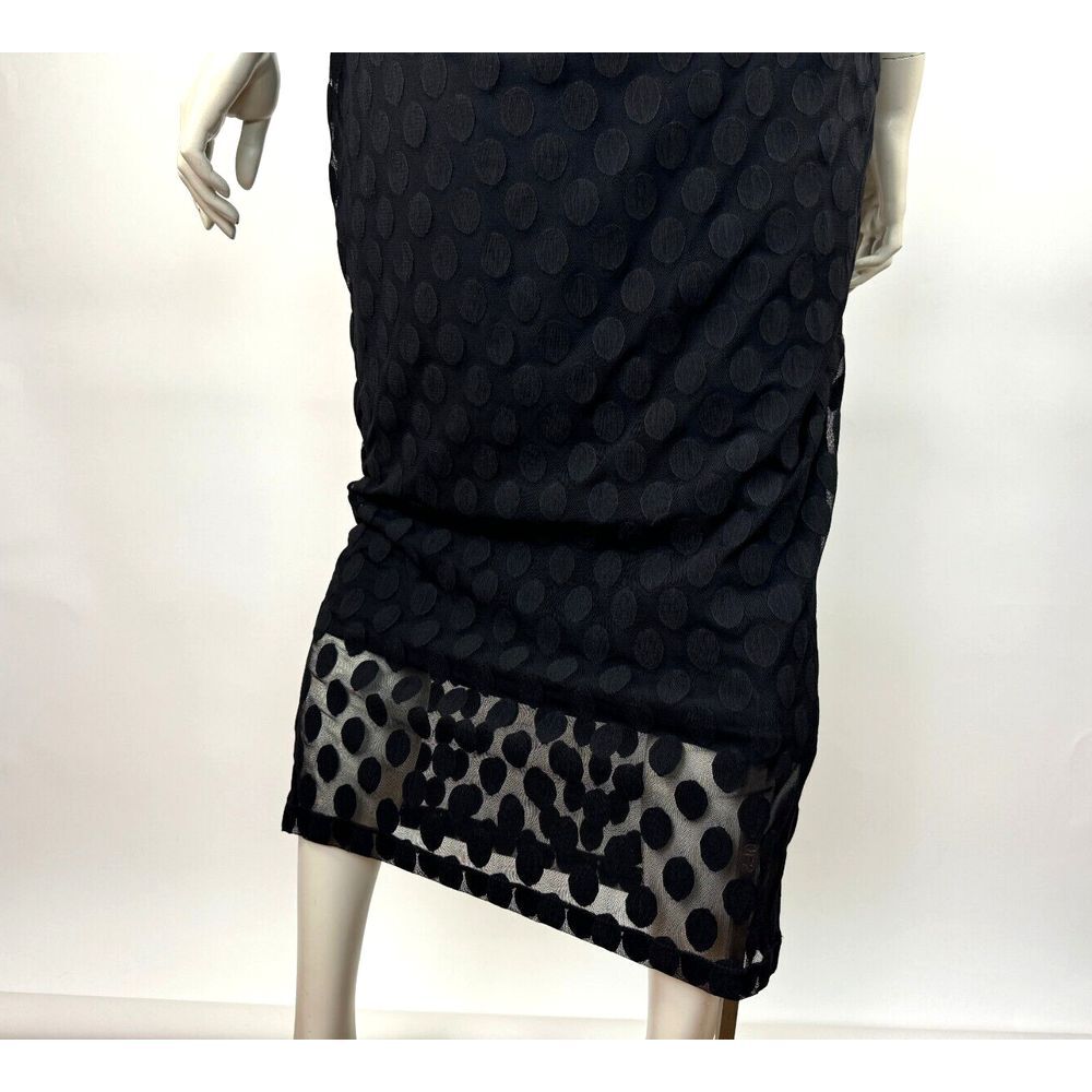 FUZZI Flock Tulle Dress Women XL‎ EUC $435 Stretch Short Sleeve Lined  Boat Neck - Picture 11 of 12